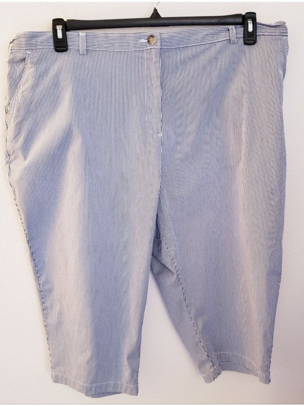Lands End Blue White Striped Cotton Blend Casual Capri Pants Size 26 WP